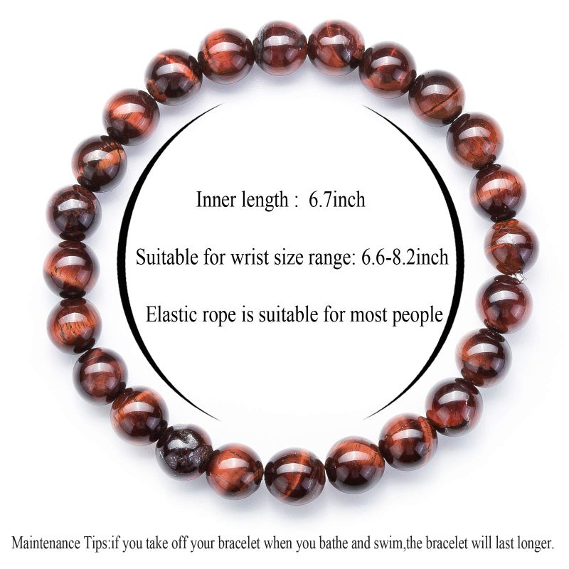 Hamoery Men Women 8mm Natural Stone Lava Rock Diffuser Bracelet Elastic Yoga Agate Beads Bracelet Bangle - Image 2